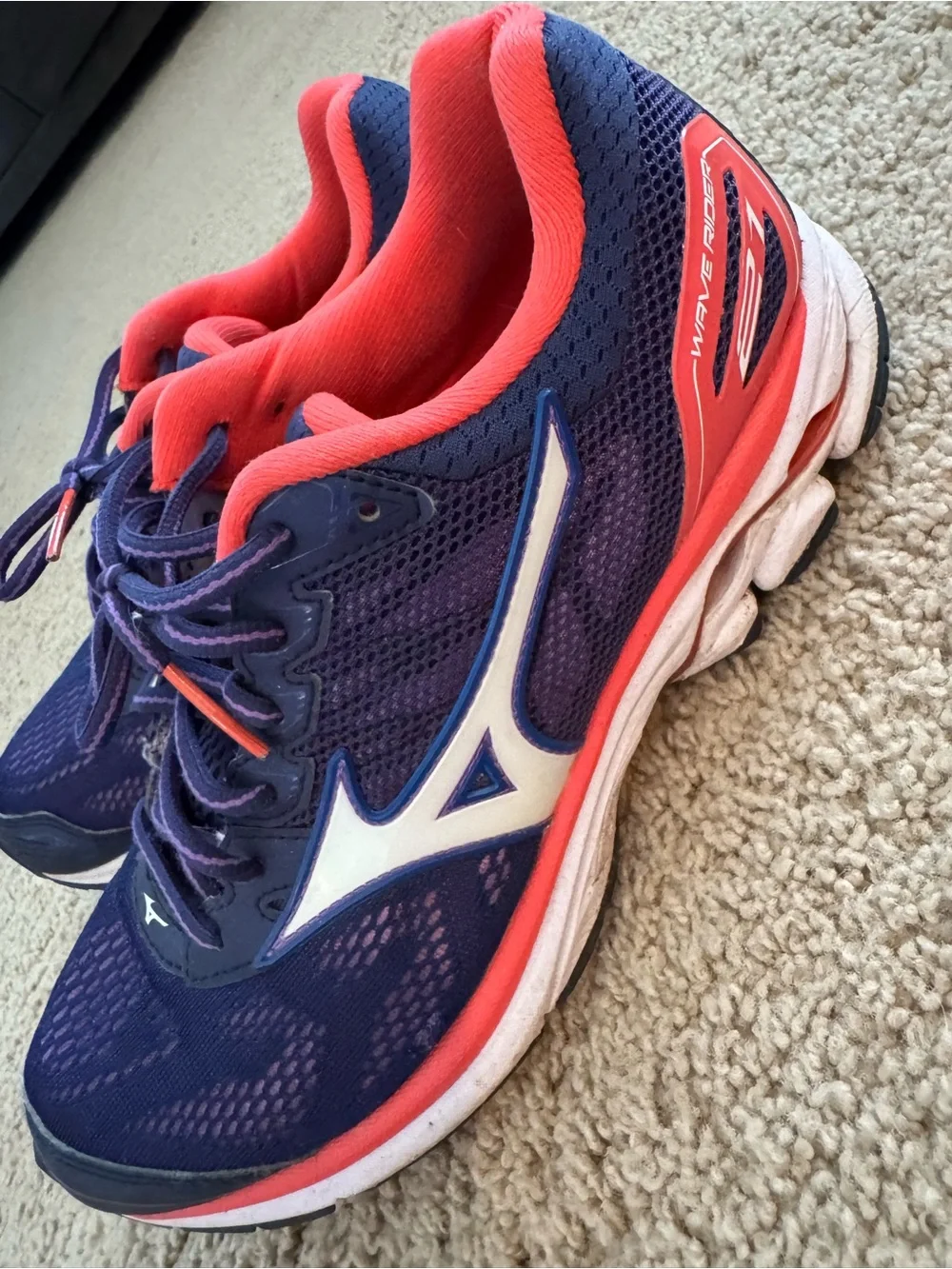 Mizuno Navy and Coral Womans’ Athletic Sneakers